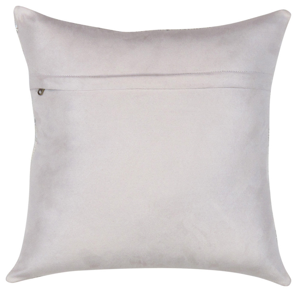 Safari Cowhide Silver/Ivory Decorative Pillow