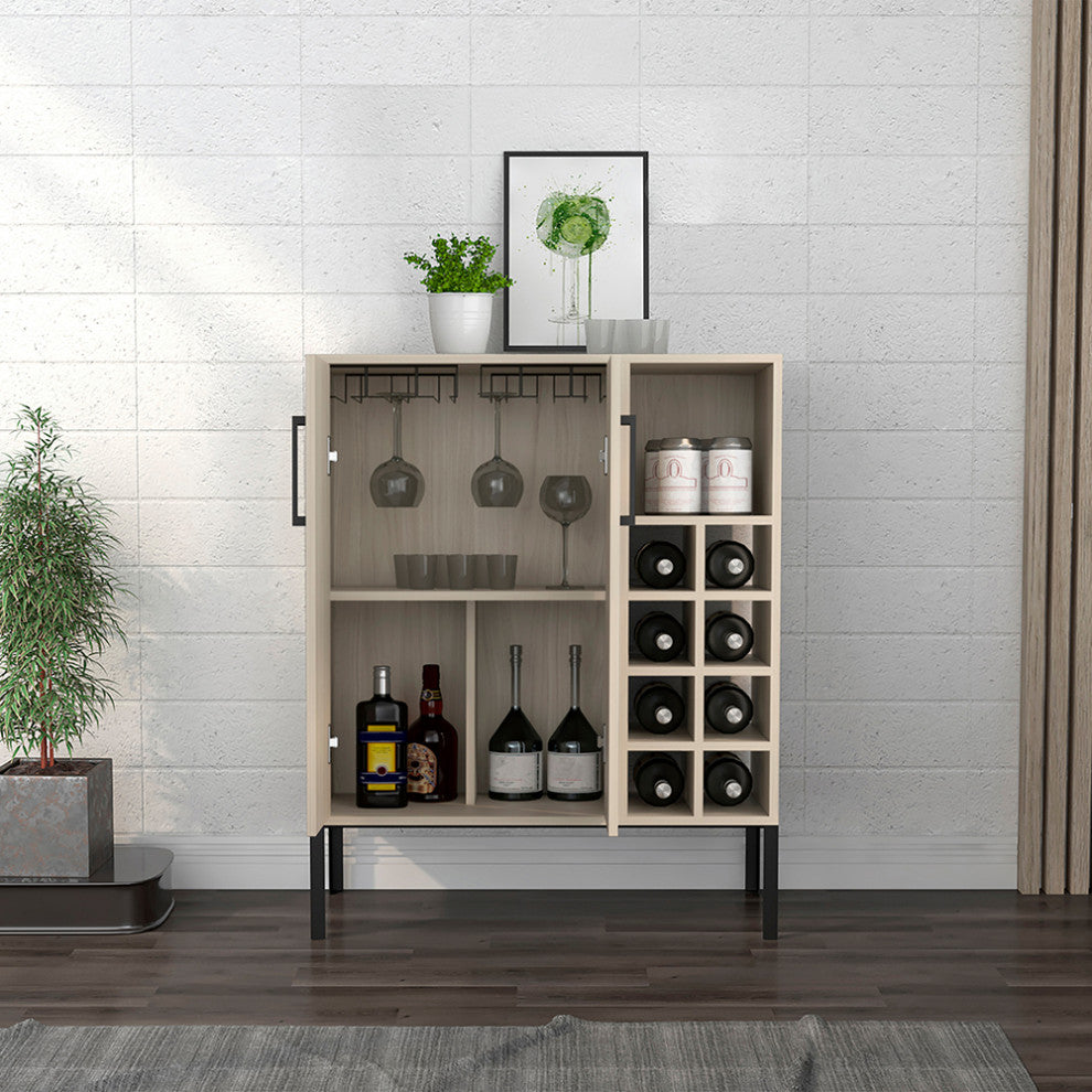 Talmage Modern Bar Cabinet, Birch