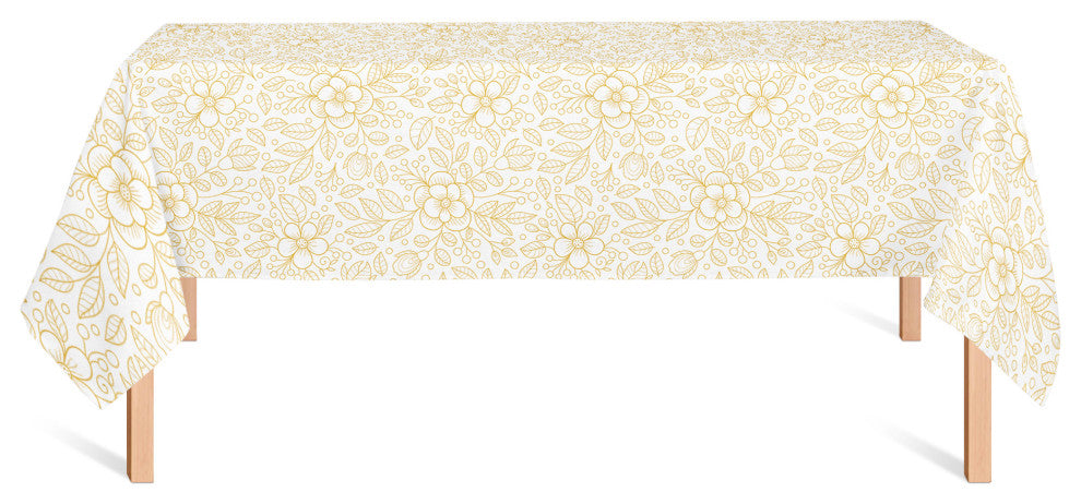 Doodle Flower Pattern Yellow 58x102 Tablecloth