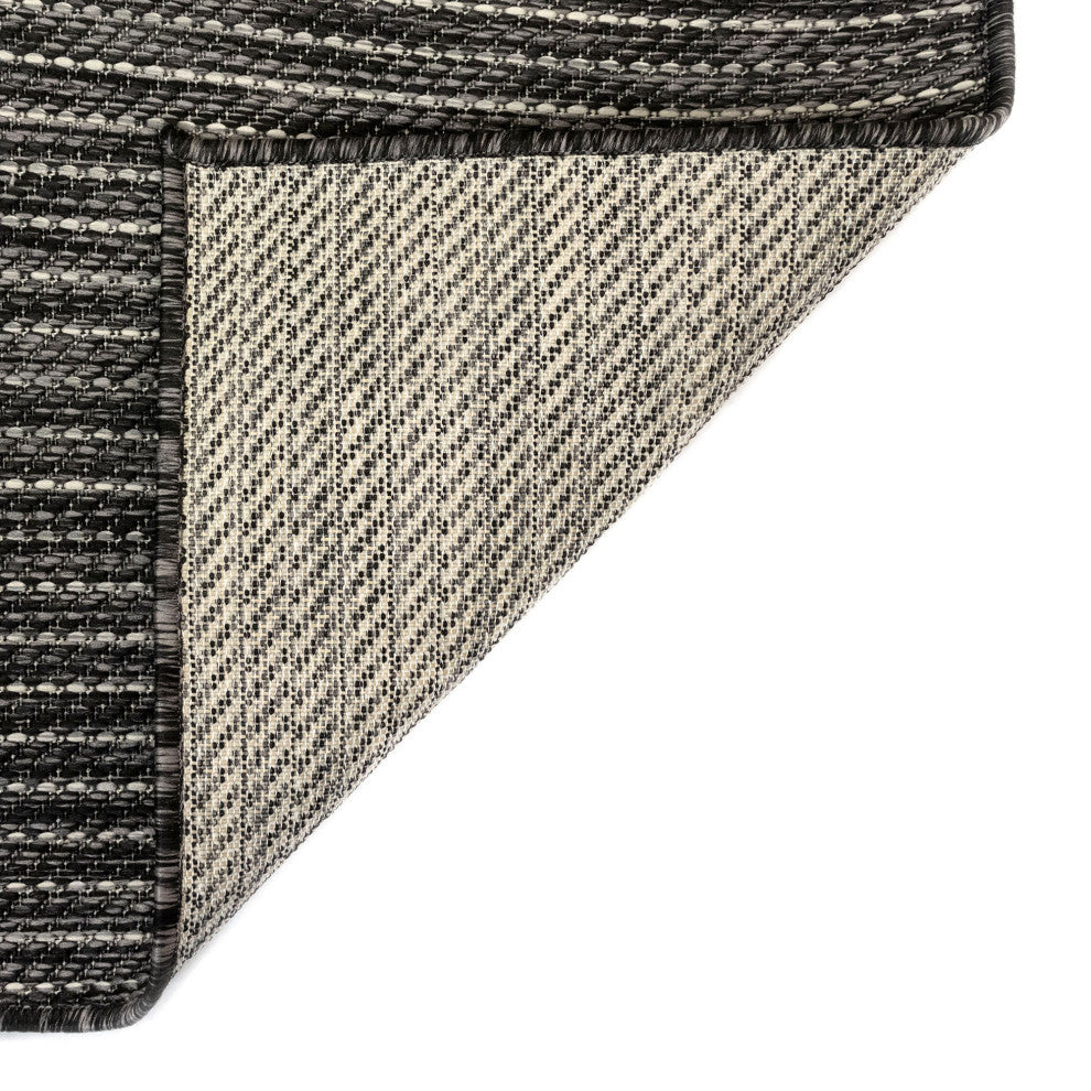 Carmel Texture Stripe Indoor/Outdoor Rug, Black, 7'10"x9'10"