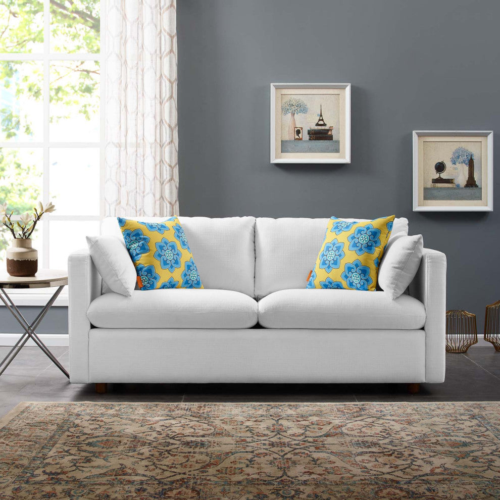 White Activate Upholstered Fabric Sofa