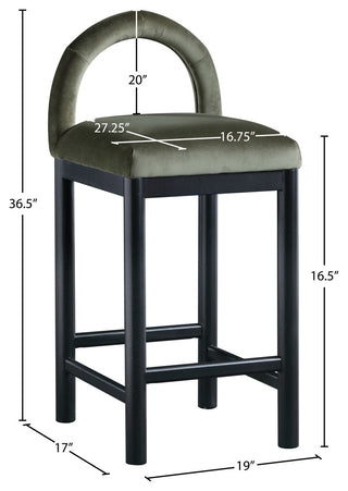 Conrad Upholstered Bar and Counter Stool, Green, Velvet, Black