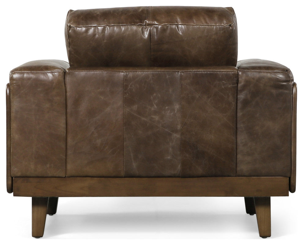 Connor Contemporary Oversized Club Chair, Espresso/Dark Walnut, Top Grain Leather