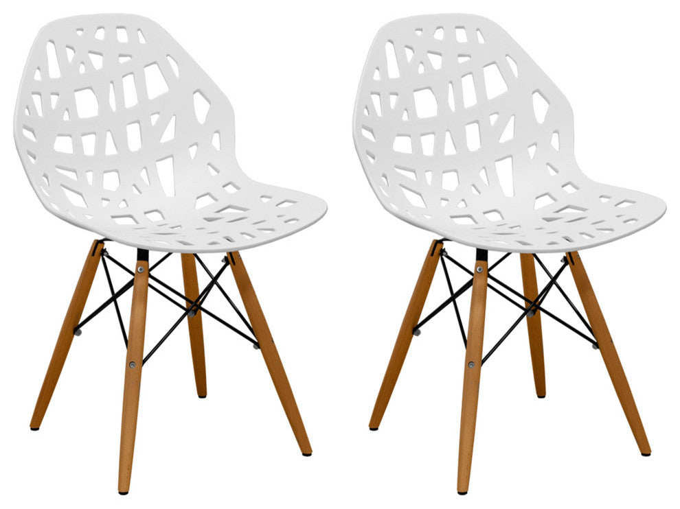 Mod Made Stencil Cut Out Eiffel Dining Side Chair, Set of 2, White