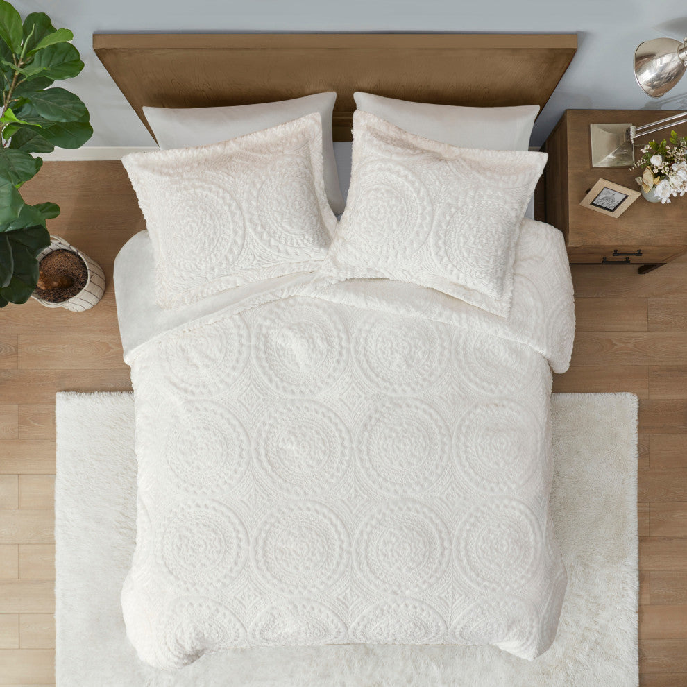 Madison Park Arya Medallion Faux Fur Plush Comforter Mini Set