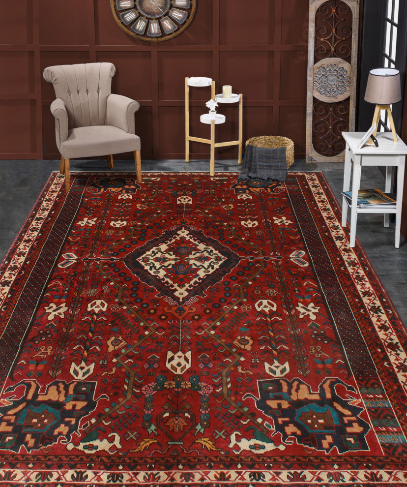 Fine Vintage Distressed Femi Red Rug