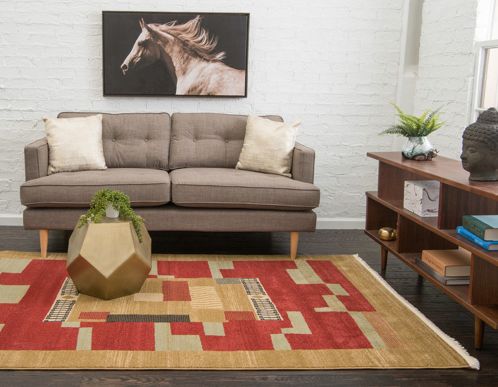 Unique Loom Rust Red Fars Jefferson 3' 3x5' 3 Area Rug