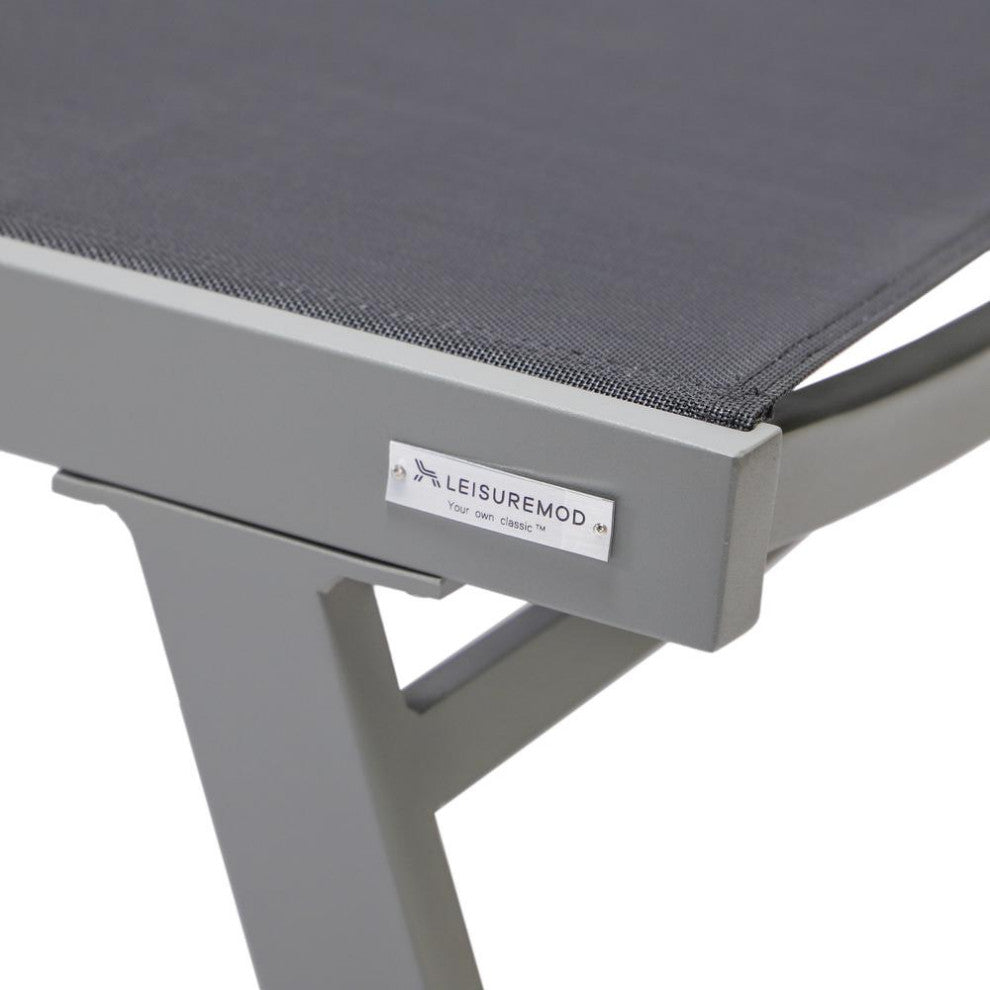 Marlin Patio Chaise Lounge Chair With Armrests in Grey Aluminum Frame, Set of 2