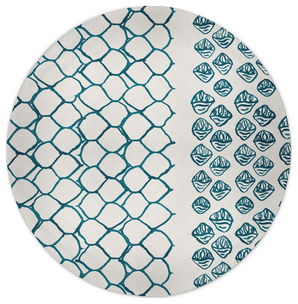 Honeycomb Split Rug Rug, Blue, 5' Round