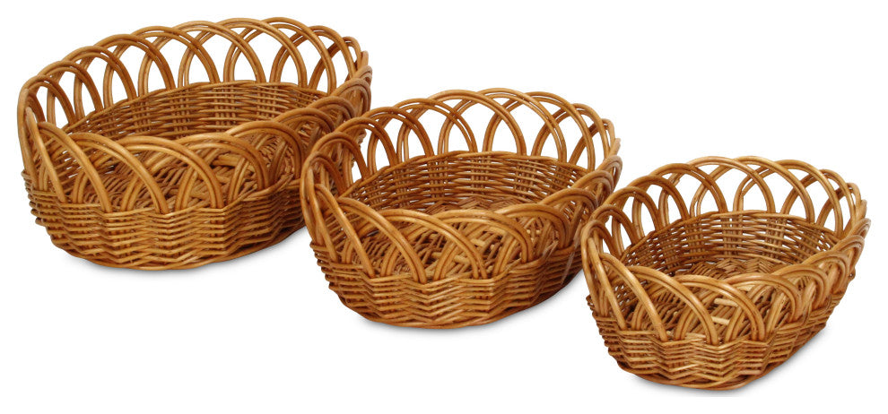 Accalia Medium Brown Willow Oval Basket Set