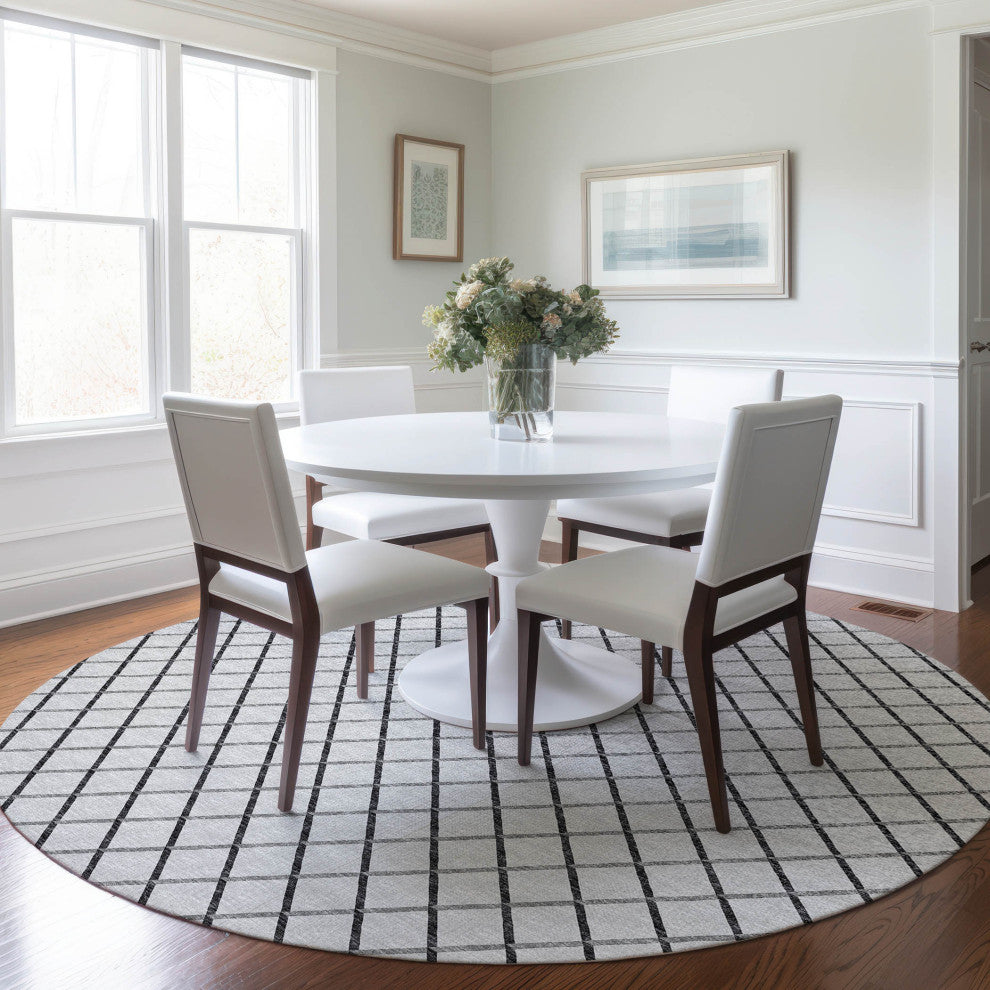 Addison Premium Washable Mayfield AMF140 Gray 8' x 8' Round Rug