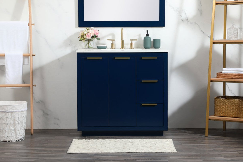 Bethany Single Bathroom Vanity, Blue, 36"