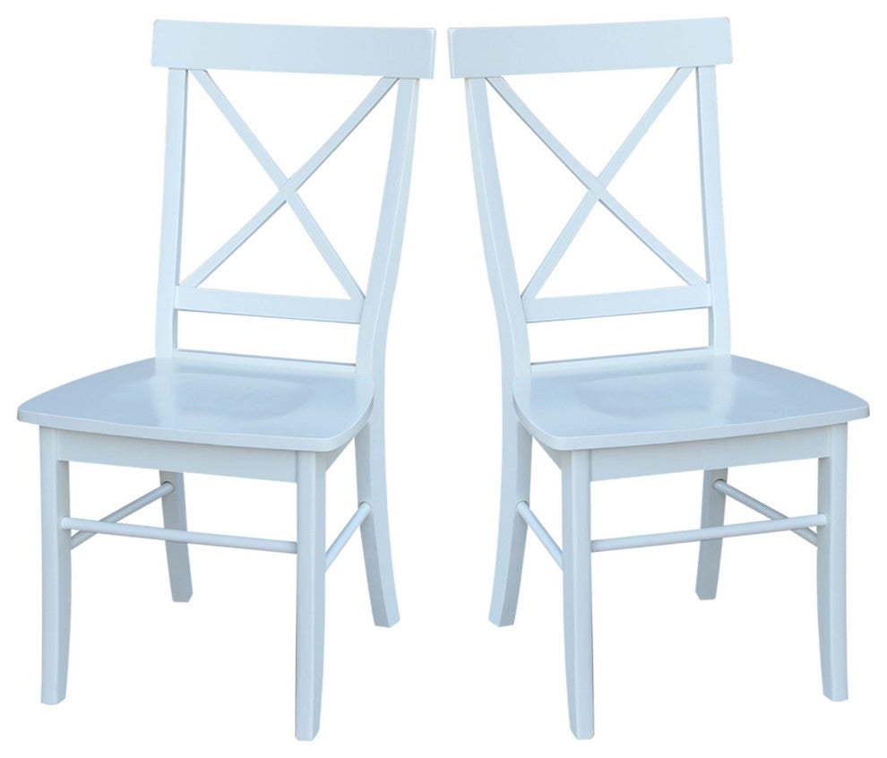 Set of Two X-Back Chairs, White
