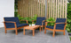Amazonia Murano 4-Piece Patio Seating Set with Black Cushions | Eucalyptus Wood, Navy