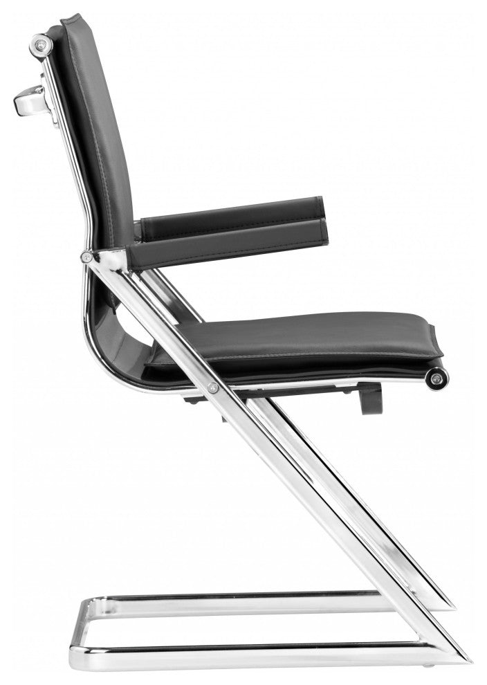 Set of Two Black Faux Leather Z Arm Office Chairs