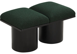 Pavilion Boucle Fabric Upholstered 2-Piece Modular Bench, Green, Black Finish