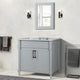36" Single Vanity, Light Gray With White Carrara Marble Top