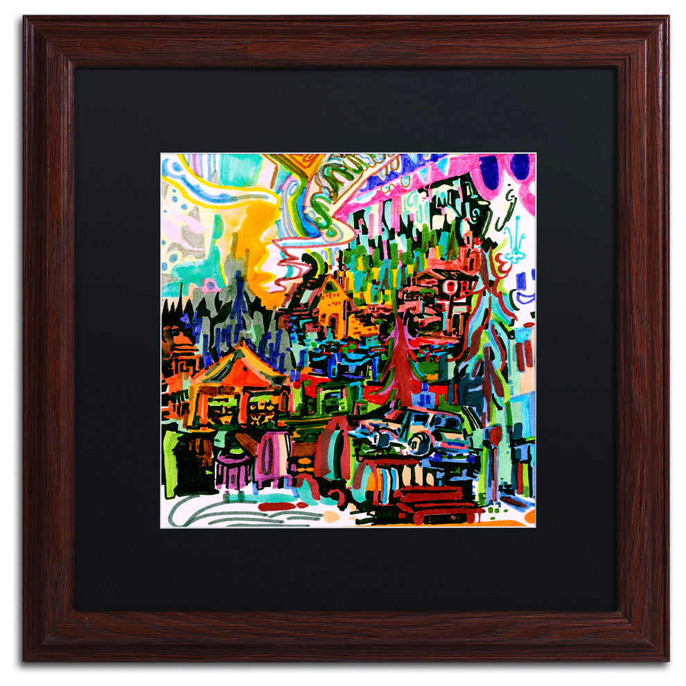 Josh Byer 'A Nice Place To Live' Art, Wood Frame, Black Mat, 16x16