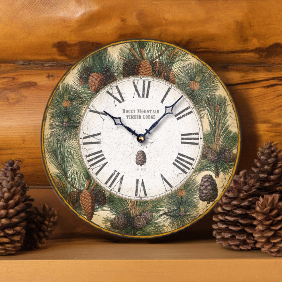 Vintage-Style 12  Inch Western Pine Wall Clock