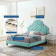 Tufted Platform Bed Frame, Full Size, Velvet, Blue, Modern Contemporary, Bedroom