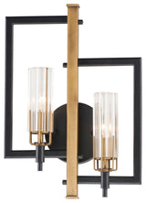 Maxim 16115CL Flambeau 2 Light 18" Tall Bathroom Sconce - Black / Antique Brass