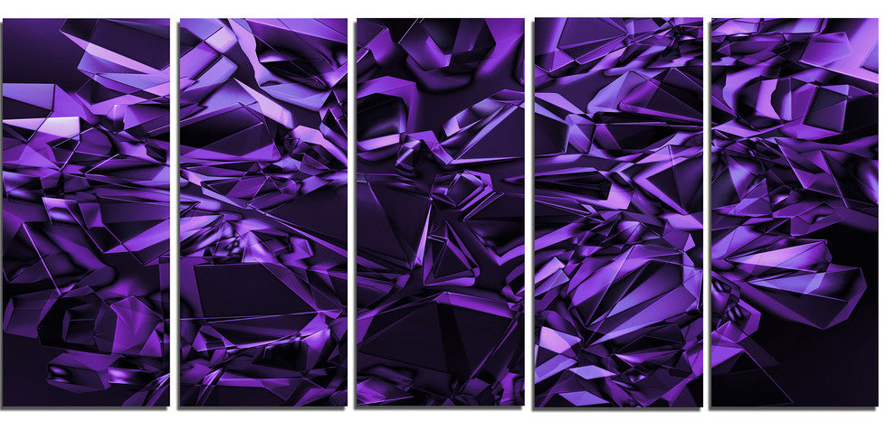 Purple Crystal Texture Design, Abstract Canvas Art Print, 60"x28", 5 Panels