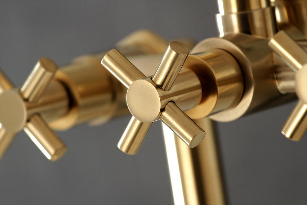 Aqua Vintage 7" Deck Mount Clawfoot Tub Faucet, Brushed Brass