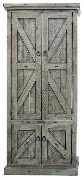 Rustic Pantry Cabinet, Panel Doors & Inner Adjustable Shelves, Rustic Light Blue