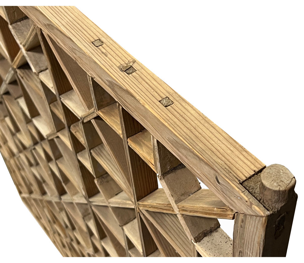 Vintage Restored Oriental Zen Geometric Rustic Raw Wood Wall Panel Hws3463