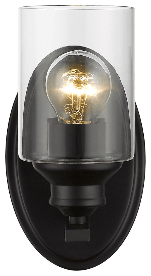 One Light Matte Black Wall Light with Clear Glass Shade