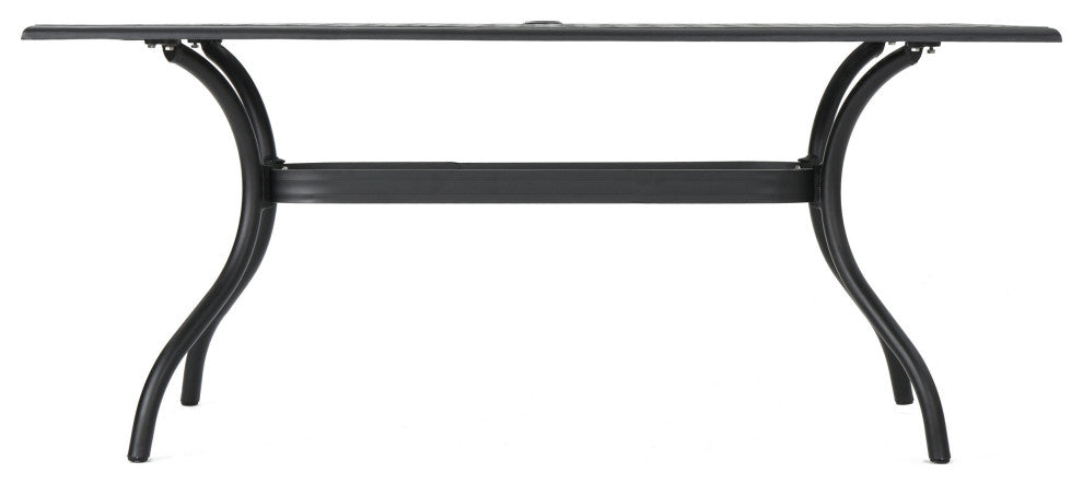 GDF Studio Taylor Cast Aluminum Rectangle Table, Black Sand