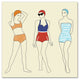 Vintage Swimmers 24x24 Canvas Wall Art