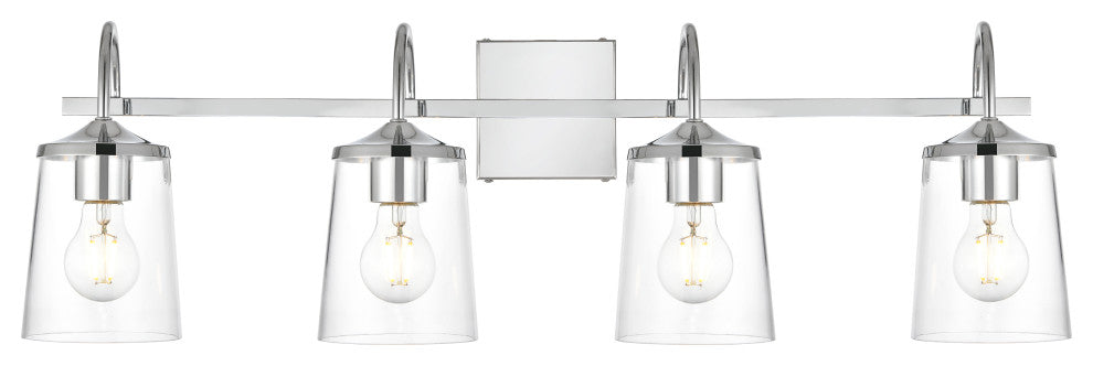 4 Light Chrome And Clear Bath Sconce