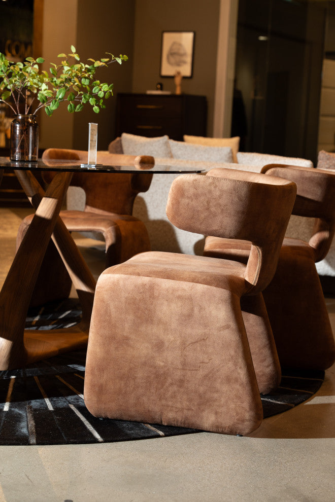 Modrest Bergman Modern Camel Velvet Dining Chair