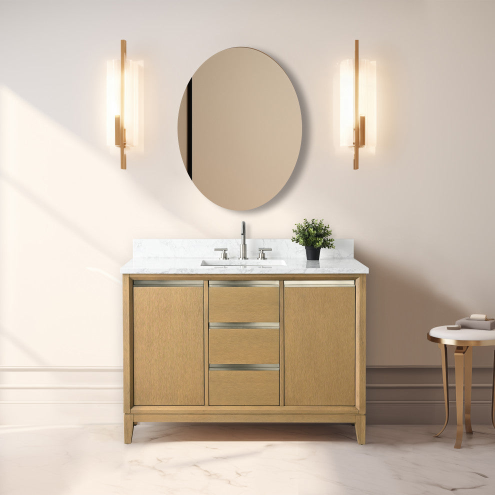 Vanity Art Bathroom Vanity With Sink, Natural Oak, 48" Single