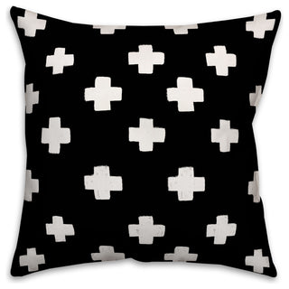 Black Swiss Cross Throw Pillow, 16"x16"