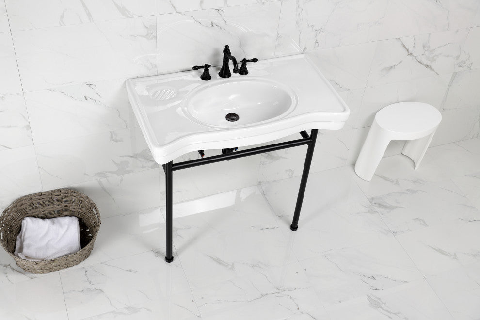 Fauceture VPB28140W80 36" Ceramic Console Sink, Legs