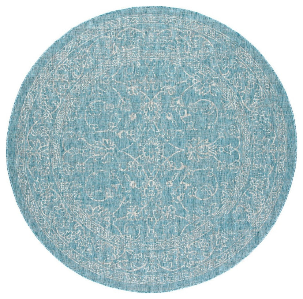 Safavieh Courtyard Cy8680-37121 Outdoor Rug, Aqua and Gray, 5'3"x5'3" Square