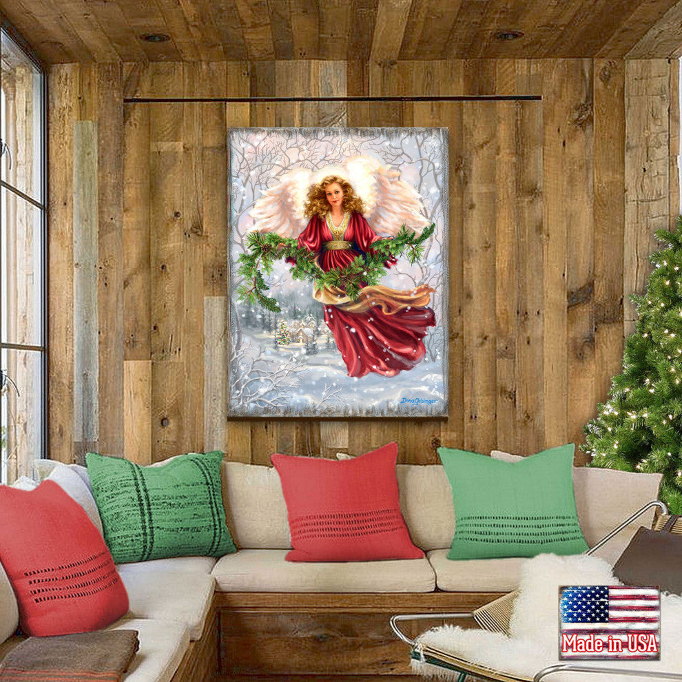 Snowfall Angel Art Wooden Wall Art, Large 24x18