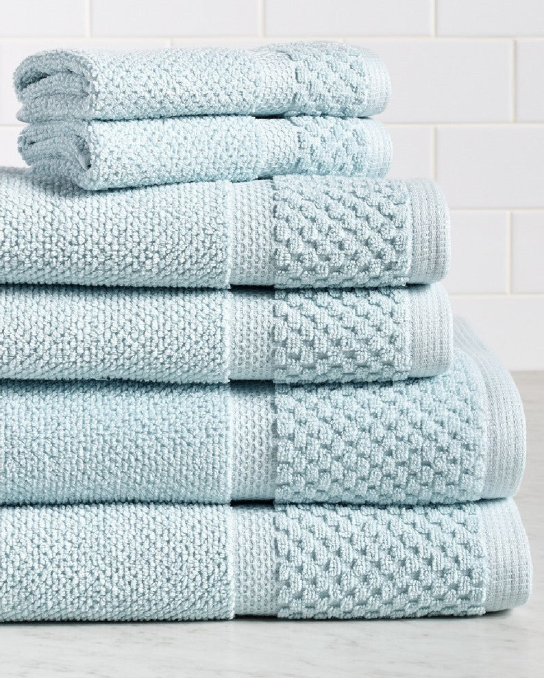 Diplomat 6-Piece 100% Cotton Bath Towel Set, Spa Blue