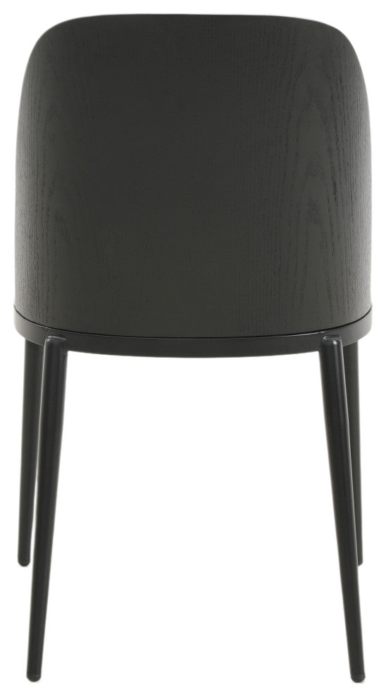 LeisureMod Tule Dining Side Chair With Upholstered Seat and Steel Frame, Black/White