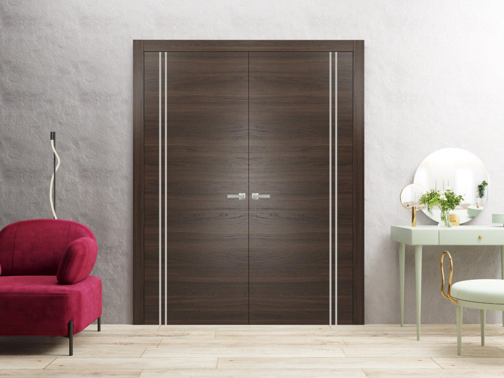 Solid French Double Doors 84 x 96 | Planum 0310 Chocolate Ash with