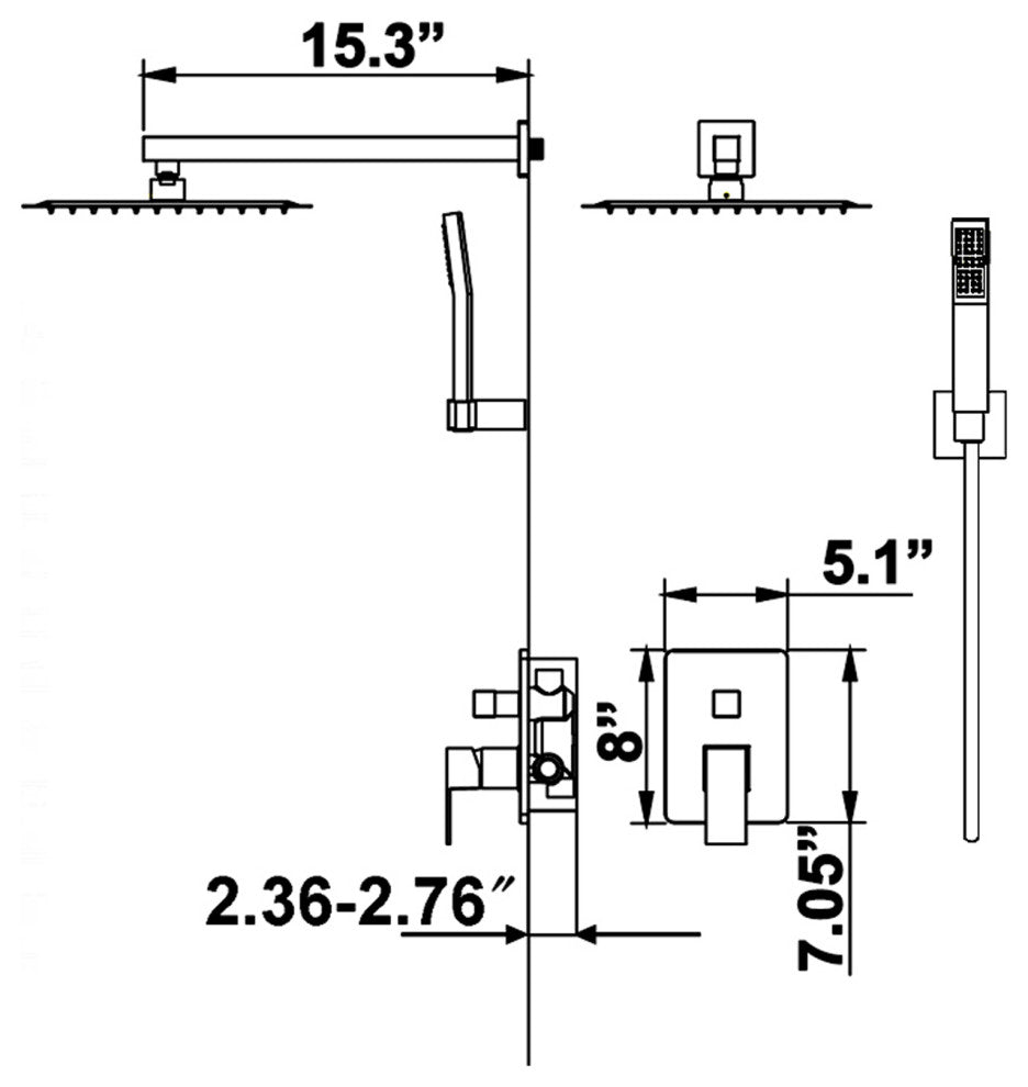 Wall Mounted Rain Shower System with 10Inch Showerhead, Matte Black