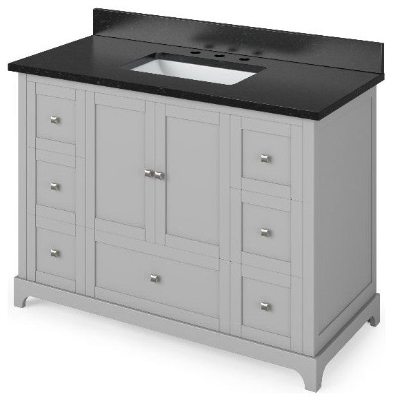 Addington Modern 48" Grey Vanity, Black Granite Vanity Top