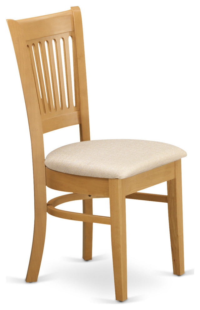 5Pc Dinette Set For Small Spaces, Table, 4 Chairs, Linen Fabic Seat, Oak