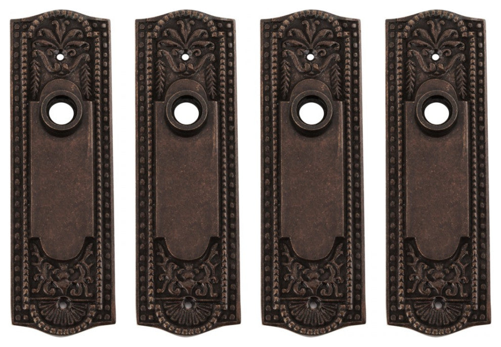 Door Back Plate Antique Brass Beaded Without Keyhole 7 1/4" H Pack of 4