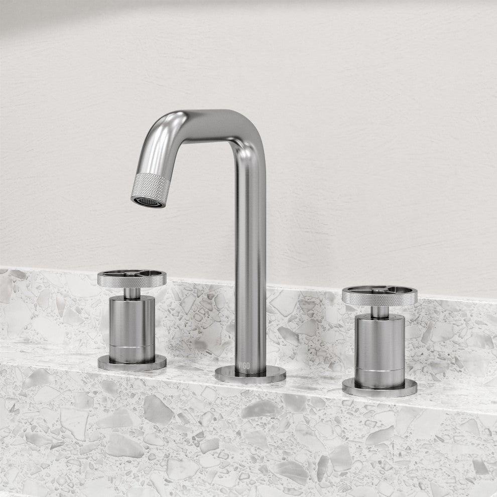 VIGO Cass 8" H 2-Handle Widespread Bathroom Faucet, Brushed Nickel