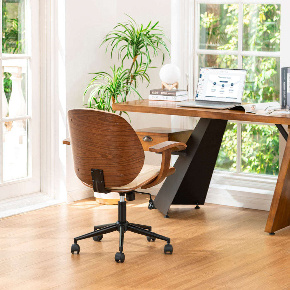 Beige Gaslift Adjustable Swivel Office Chair