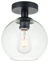 Elegant Lighting LD2204 Baxter 8"W Semi-flush Globe Ceiling - Black / Clear
