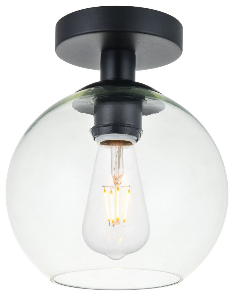 Elegant Lighting LD2204 Baxter 8"W Semi-flush Globe Ceiling - Black / Clear